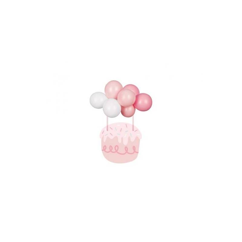 Kit Topper Globo Rosa - Partydeco - - Imagen 2